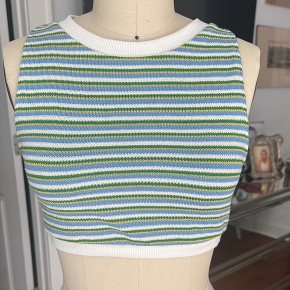 Zara Tops - Zara Striped Sleeveless Crop Top - Blue, Green, White Zara